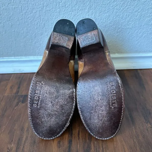 BED STU Yell Ankle Boots Brown Rustic Leather Heeled Booties Retro
