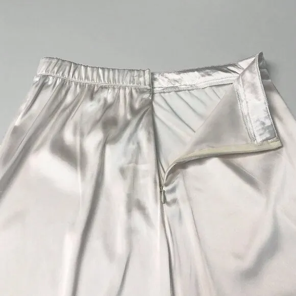 Beige Elegant Women's Minimalist High-Quality Glossy Skirt
