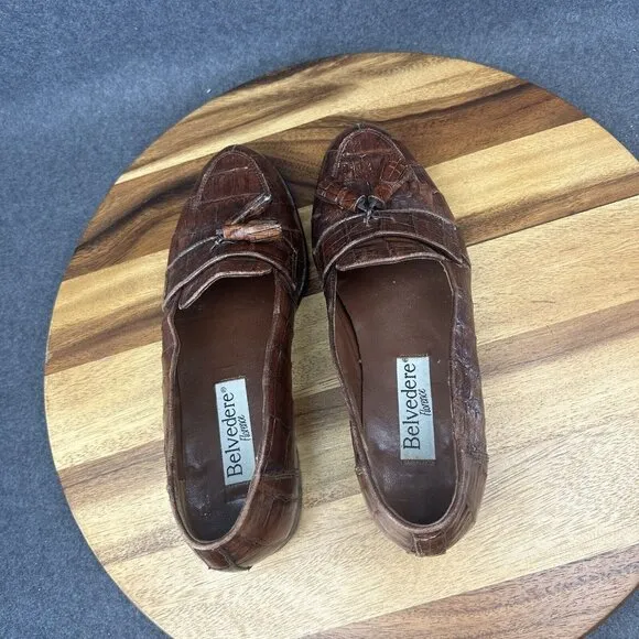 Belvedere Florence Full Genuine Crocidile Luxury Mens Loafers 9.5M Italy