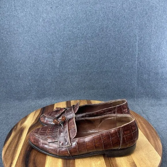 Belvedere Florence Full Genuine Crocidile Luxury Mens Loafers 9.5M Italy