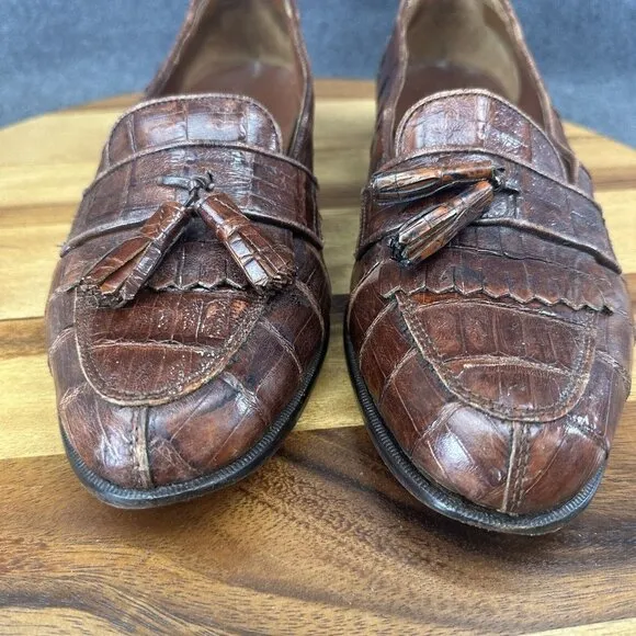 Belvedere Florence Full Genuine Crocidile Luxury Mens Loafers 9.5M Italy