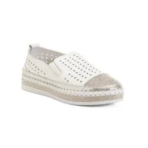 BERNIE MEV White Leather Tw187 Comfort Slip On Shoes