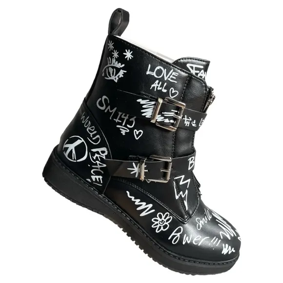 Big Girls Shoes Size 7 Black Steve Madden Wordup Boots Girls' Grade School