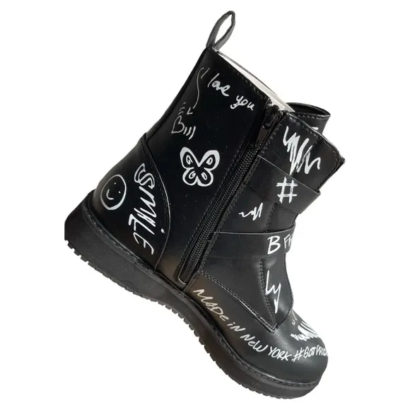 Big Girls Shoes Size 7 Black Steve Madden Wordup Boots Girls' Grade School