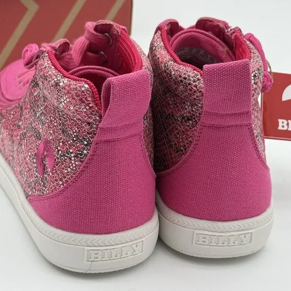 Billy Classic DJR High II Shoes 3 Fuchsia Snake Pink Lace &amp; Easy Zipper NIB