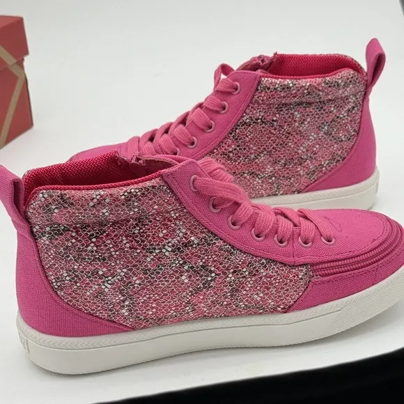 Billy Classic DJR High II Shoes 3 Fuchsia Snake Pink Lace &amp; Easy Zipper NIB