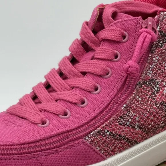 Billy Classic DJR High II Shoes 3 Fuchsia Snake Pink Lace &amp; Easy Zipper NIB