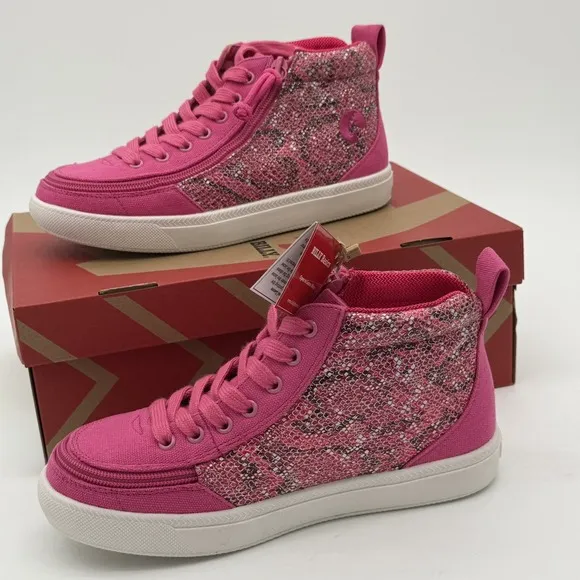 Billy Classic DJR High II Shoes 3 Fuchsia Snake Pink Lace &amp; Easy Zipper NIB