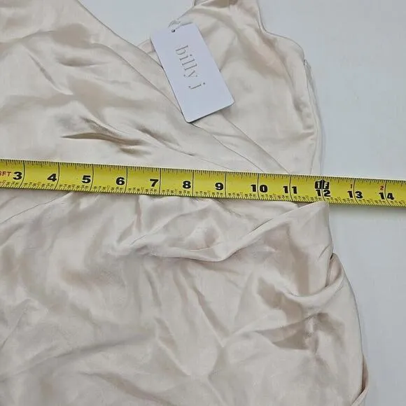 Billy J NWT - Elsa Midi 6 Elegant Minimalist Slit Romantic Champagne Silk Dress