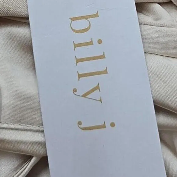 Billy J NWT - Elsa Midi 6 Elegant Minimalist Slit Romantic Champagne Silk Dress