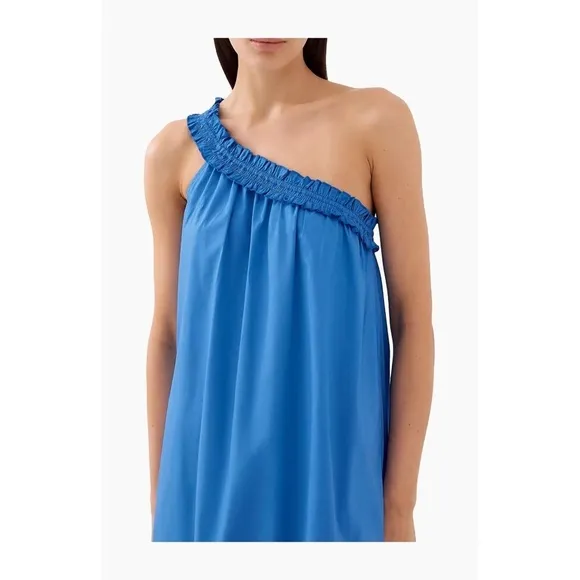 BIRD and KNOLL Donatella Luxury One Shoulder Maxi Cotton Stretch Dress, Size XL