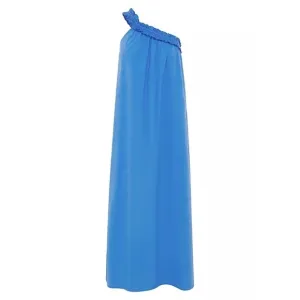 BIRD and KNOLL Donatella Luxury One Shoulder Maxi Cotton Stretch Dress, Size XL