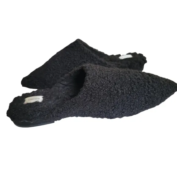 Birdies NWOB The Lark Black Faux  Shearling Slide Social Flat Mule Slippers