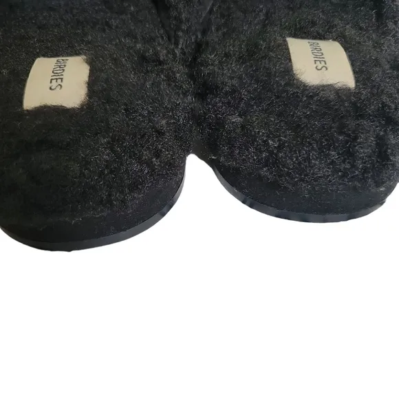 Birdies NWOB The Lark Black Faux  Shearling Slide Social Flat Mule Slippers
