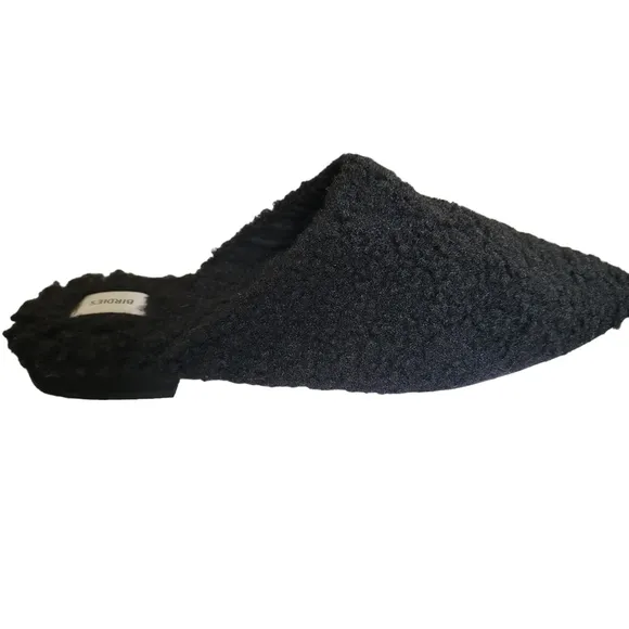 Birdies NWOB The Lark Black Faux  Shearling Slide Social Flat Mule Slippers