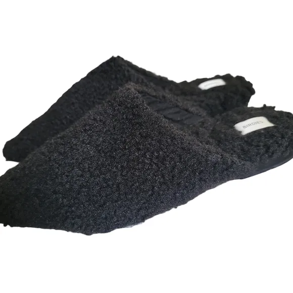 Birdies NWOB The Lark Black Faux  Shearling Slide Social Flat Mule Slippers