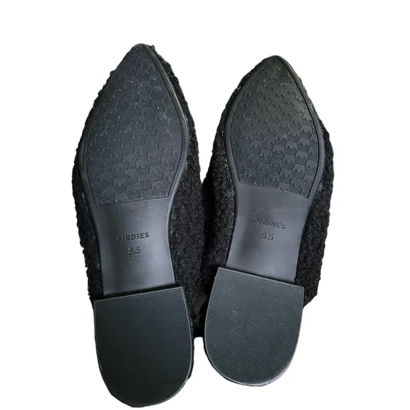 Birdies NWOB The Lark Black Faux  Shearling Slide Social Flat Mule Slippers