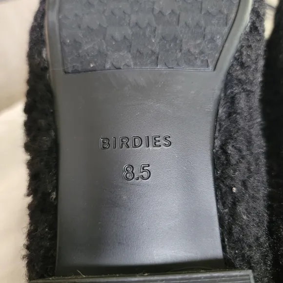 Birdies NWOB The Lark Black Faux  Shearling Slide Social Flat Mule Slippers