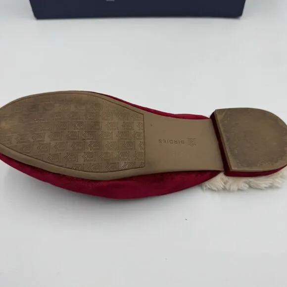 Birdies Phoebe Ruby Bow Velvet Christmas Slippers With Bow &amp; Faux Fur Lining 9.5