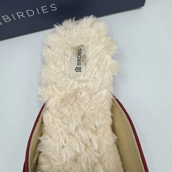 Birdies Phoebe Ruby Bow Velvet Christmas Slippers With Bow &amp; Faux Fur Lining 9.5