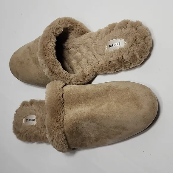 Birdies The Songbird Slides Slippers Women's Size 8.5  Biscotti Faux Fur Comfort