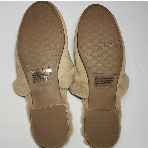 Birdies The Songbird Slides Slippers Women's Size 8.5  Biscotti Faux Fur Comfort