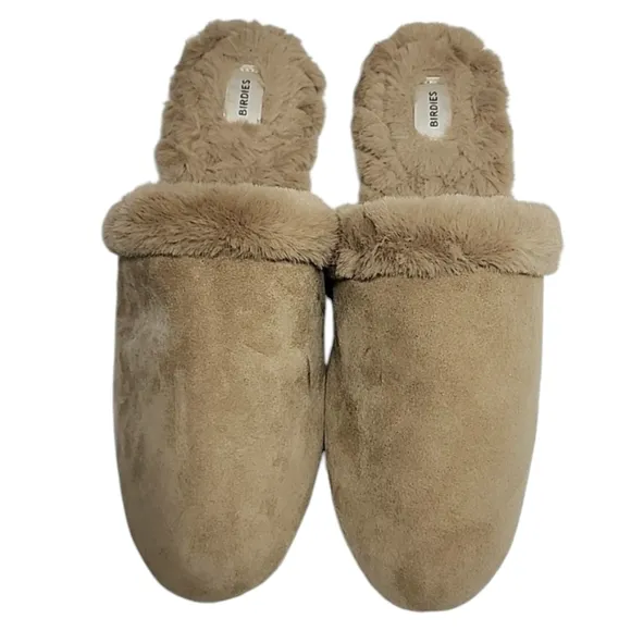 Birdies The Songbird Slides Slippers Women's Size 8.5  Biscotti Faux Fur Comfort