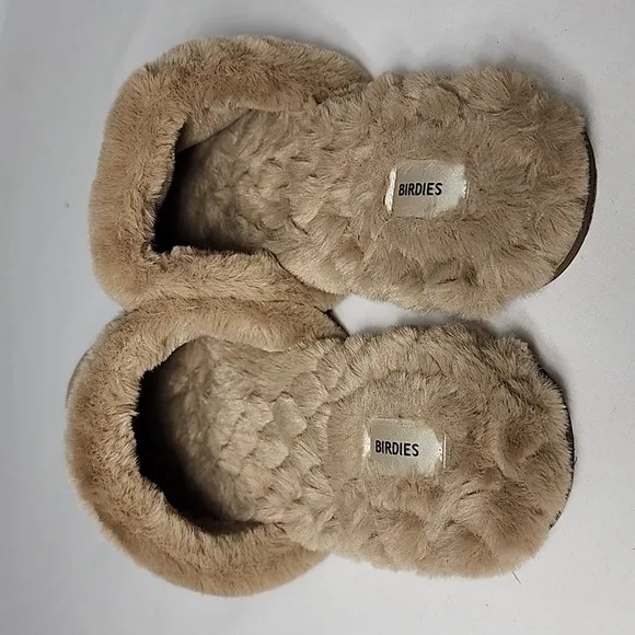 Birdies The Songbird Slides Slippers Women's Size 8.5  Biscotti Faux Fur Comfort