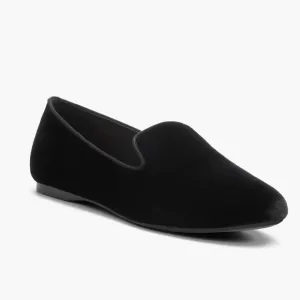 Birdies The Starling Black Velvet Smocking Flat Loafer Shoes