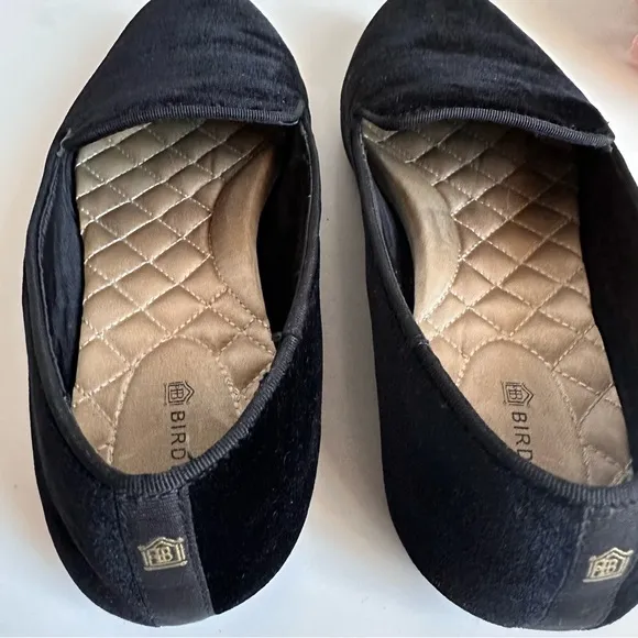 Birdies The Starling Black Velvet Smocking Flat Loafer Shoes
