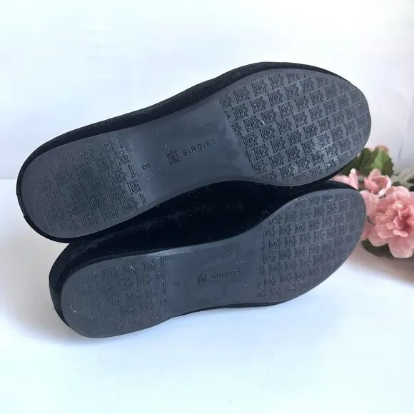 Birdies The Starling Black Velvet Smocking Flat Loafer Shoes