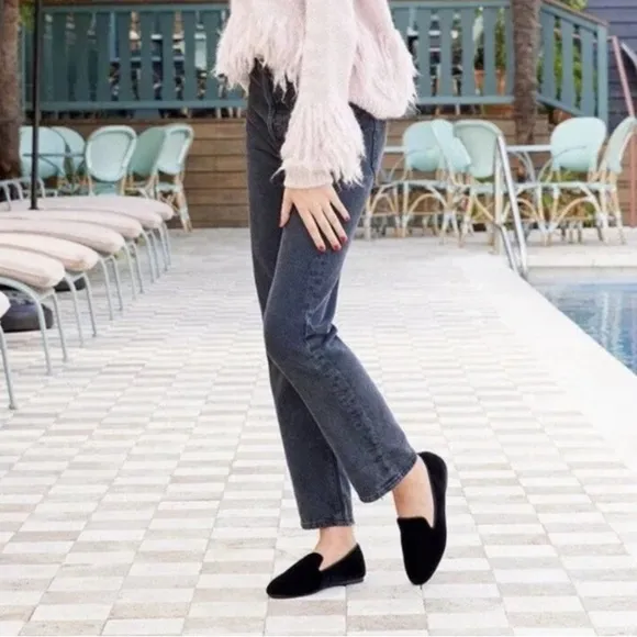 Birdies The Starling Black Velvet Smocking Flat Loafer Shoes