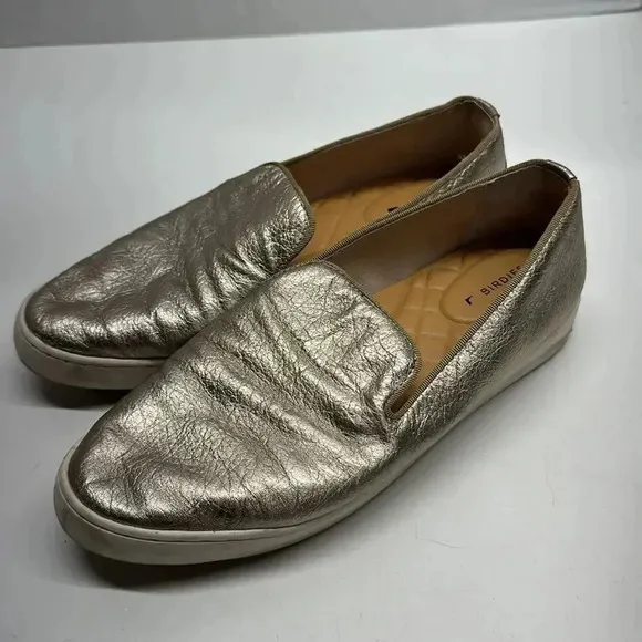 Birdies The Swift Gold Slip On Leather Sneakers Shoes Women's Size 7