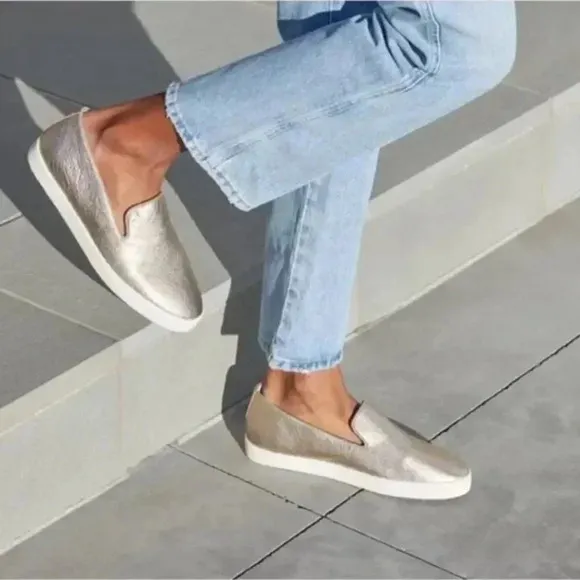 Birdies The Swift Gold Slip On Leather Sneakers Shoes Women's Size 7