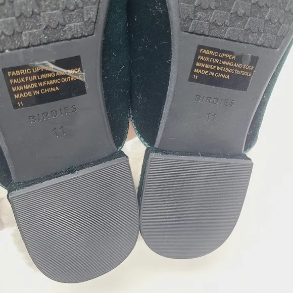 Birdies | Women's Phoebe Emerald Faux Fur Lined Slides (Size 11)