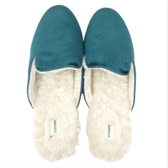 Birdies | Women's Phoebe Emerald Faux Fur Lined Slides (Size 11)