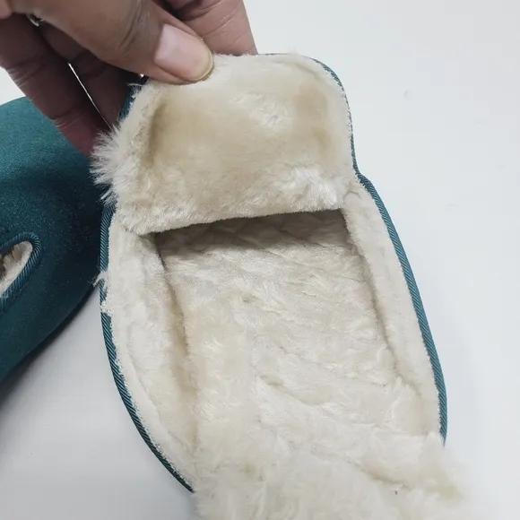 Birdies | Women's Phoebe Emerald Faux Fur Lined Slides (Size 11)