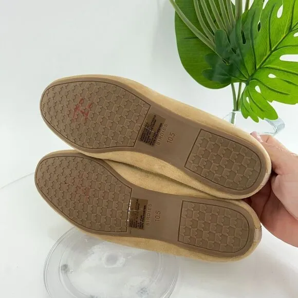 Birdies Womens Size 10.5 The Vesper Penny Loafers Slippers Suede Tan Faux Fur