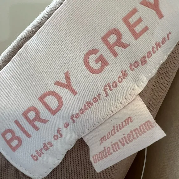 Birdy Grey Jay Dress in Crepe Taupe Size Medium Minimalist Gown NWT