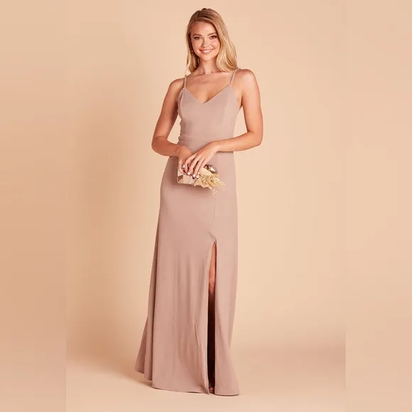 Birdy Grey Jay Dress in Crepe Taupe Size Medium Minimalist Gown NWT