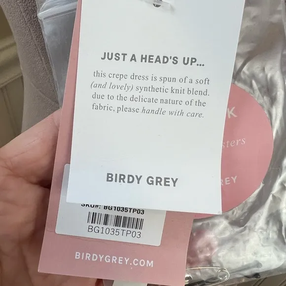 Birdy Grey Jay Dress in Crepe Taupe Size Medium Minimalist Gown NWT