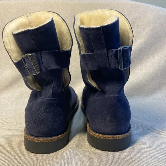 BIRKENSTOCK Uppsala Shearling SuedeLeather Navy Boots. Size 41. F-10