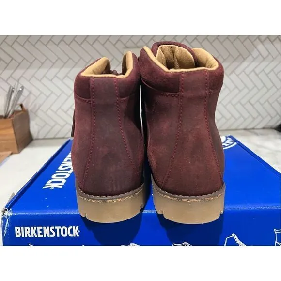 Birkenstock Women's Size 5.5-6 Nubuck Leather Laced Ankle Boots Burgundy EU 37