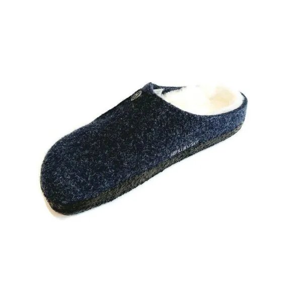 Birkenstock Zermatt Shearling Lined Slide Slippers Kids Size L1 EU32 Dark Blue