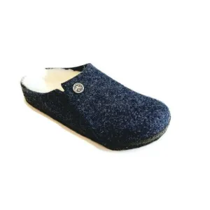 Birkenstock Zermatt Shearling Lined Slide Slippers Kids Size L1 EU32 Dark Blue