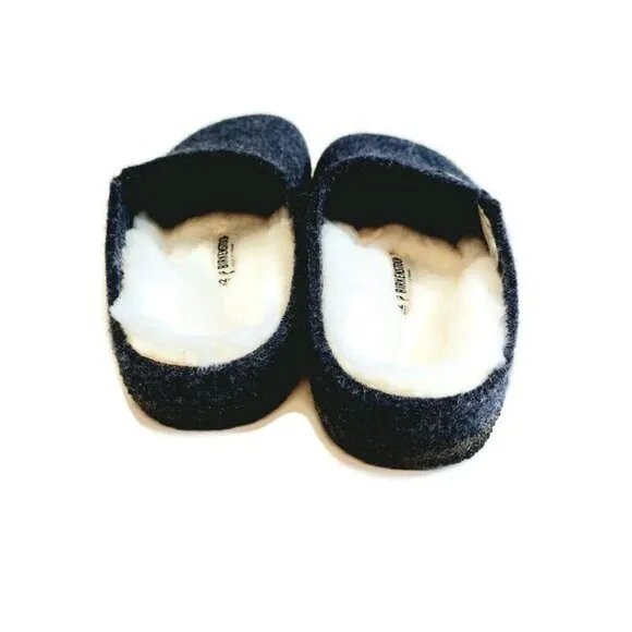 Birkenstock Zermatt Shearling Lined Slide Slippers Kids Size L1 EU32 Dark Blue