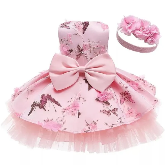 Birthday princess butterflies and flowers luxury embroidered dress 5037