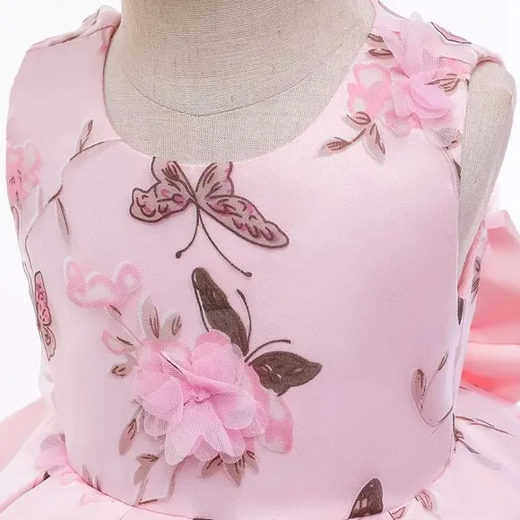 Birthday princess butterflies and flowers luxury embroidered dress 5037
