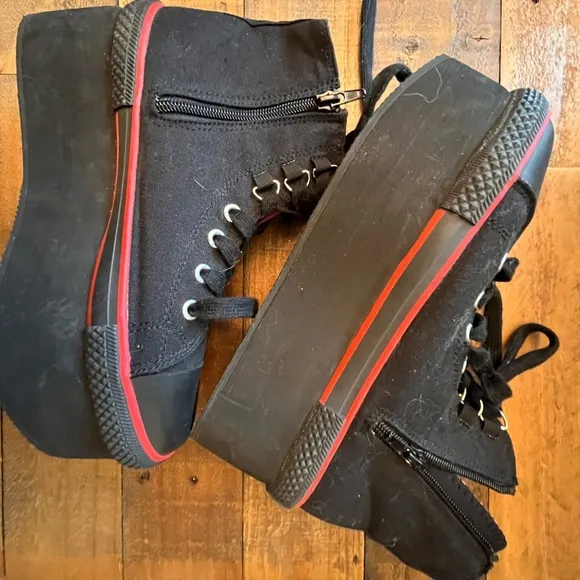 Black and Red Platform High Tops