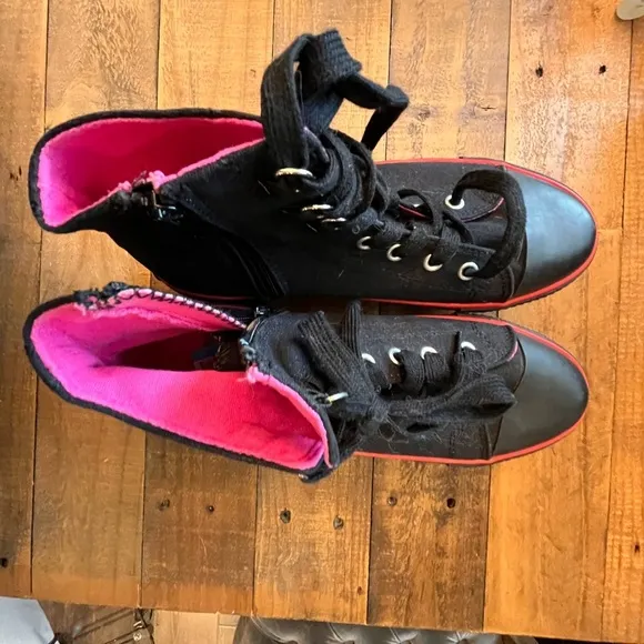 Black and Red Platform High Tops